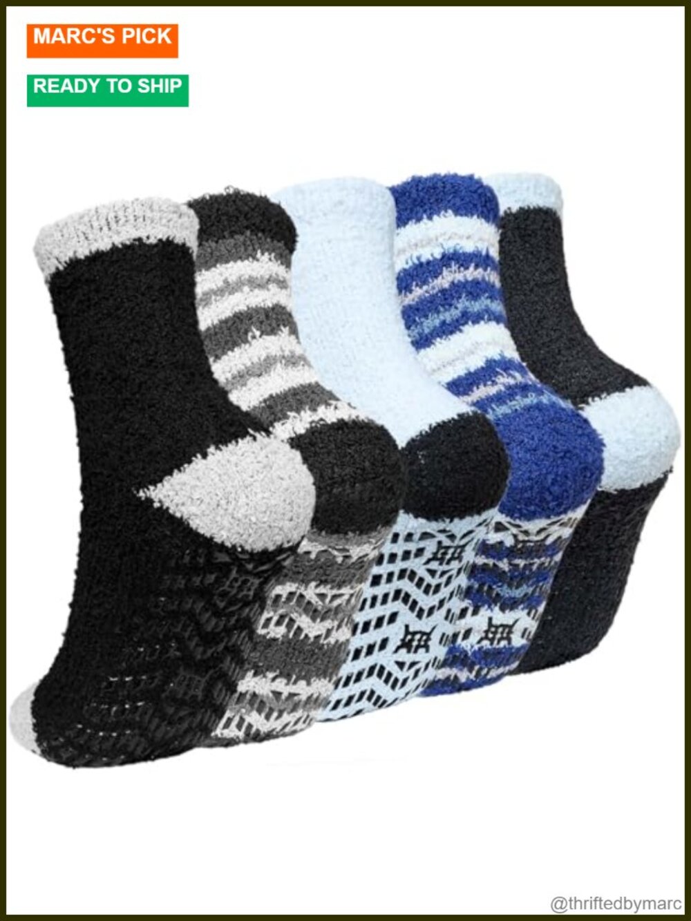 Fuzzy Socks with Grips Winter Thick Slipper Socks 5 Pairs